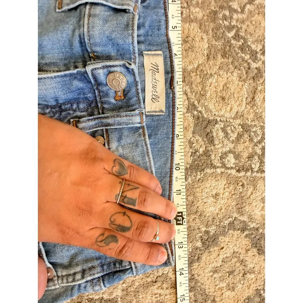 Madewell Cali Demi Boot Jeans Womens 27p Light Wash Raw Hem Cropped Flare Denim